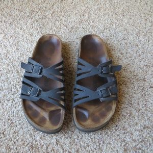 Granada Birkenstock Birkibuc Black Flat Sandals 40
